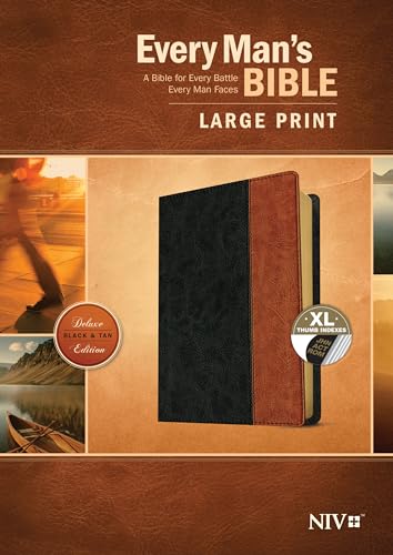 Stock image for Every Man's Bible NIV, Large Print, TuTone (LeatherLike, Black/Tan, Indexed) for sale by Lakeside Books