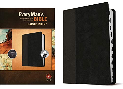 Beispielbild fr Every Man's Bible: New Living Translation, Large Print, TuTone (LeatherLike, Black/Onyx, Indexed)  " Study Bible for Men with Study Notes, Book Introductions, and 44 Charts zum Verkauf von GoldBooks
