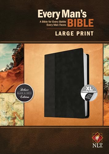 Stock image for Every Man's Bible: New Living Translation, Large Print, TuTone (LeatherLike, Black/Onyx, Indexed) " Study Bible for Men with Study Notes, Book Introductions, and 44 Charts for sale by BooksRun