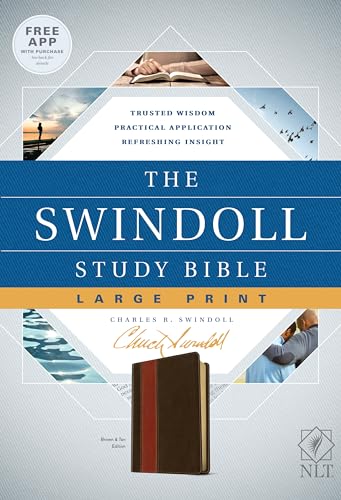 Beispielbild fr Tyndale NLT The Swindoll Study Bible, Large Print (LeatherLike, Brown/Tan) - New Living Translation Study Bible by Charles Swindoll, Includes Study Notes, Book Introductions and More! zum Verkauf von Russell Books