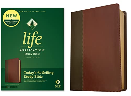 Beispielbild fr NLT Life Application Study Bible, Third Edition (Red Letter, LeatherLike, Brown/Mahogany) Tyndale NLT Bible with Updated Study Notes and Features, Full Text New Living Translation zum Verkauf von Lakeside Books