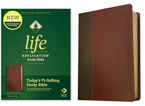 Imagen de archivo de NLT Life Application Study Bible, Third Edition (Red Letter, LeatherLike, Brown/Mahogany) Tyndale NLT Bible with Updated Study Notes and Features, Full Text New Living Translation a la venta por Lakeside Books