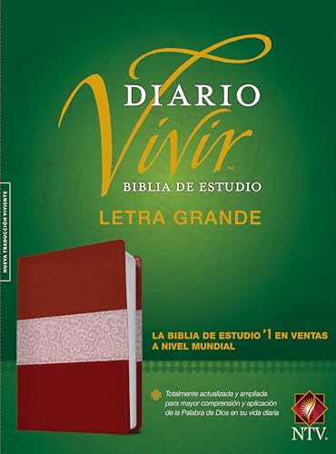 9781496440228: Diario Vivir Biblia de Estudio / Daily Life Study Bible: Nueva Traduccin Viviente, Rosa, SentiPiel Vino tinto, Letra Grande