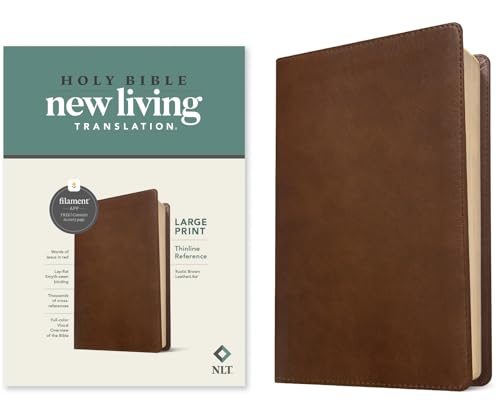 Stock image for NLT Large Print Thinline Reference Bible, Filament-Enabled Edition (LeatherLike, Rustic Brown, Red Letter): Includes Free Access to the Filament Bible . Notes, Devotionals, Worship Music, and Video for sale by Half Price Books Inc.