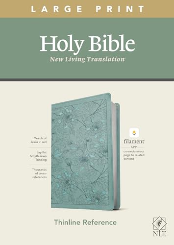 Beispielbild fr NLT Large Print Thinline Reference Holy Bible (Red Letter, LeatherLike, Floral Leaf Teal): Includes Free Access to the Filament Bible App Delivering Study Notes, Devotionals, Worship Music, and Video zum Verkauf von Patrico Books