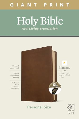 Beispielbild fr NLT Personal Size Giant Print Holy Bible (Red Letter, LeatherLike, Rustic Brown, Indexed): Includes Free Access to the Filament Bible App Delivering Study Notes, Devotionals, Worship Music, and Video zum Verkauf von Lakeside Books