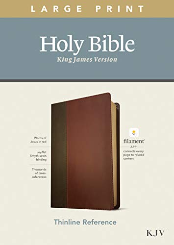 Imagen de archivo de KJV Large Print Thinline Reference Holy Bible (Red Letter, LeatherLike, Brown Mahogany): Includes Free Access to the Filament Bible App Delivering Study Notes, Devotionals, Worship Music, and Video a la venta por HPB-Ruby