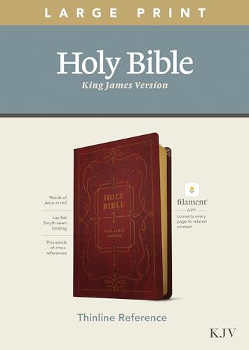 Stock image for KJV Large Print Thinline Reference Holy Bible (Red Letter, LeatherLike, Ornate Burgundy): Includes Free Access to the Filament Bible App Delivering Study Notes, Devotionals, Worship Music, and Video for sale by Books Unplugged
