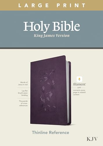 Imagen de archivo de KJV Large Print Thinline Reference Holy Bible (Red Letter, LeatherLike, Floral Frame Purple): Includes Free Access to the Filament Bible App . Notes, Devotionals, Worship Music, and Video a la venta por HPB-Ruby