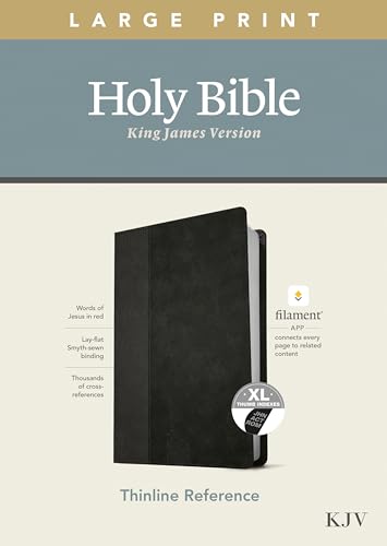 Stock image for KJV Large Print Thinline Reference Holy Bible (Red Letter, LeatherLike, Black/Onyx, Indexed): Includes Free Access to the Filament Bible App Notes, Devotionals, Worship Music, and Video for sale by Lakeside Books
