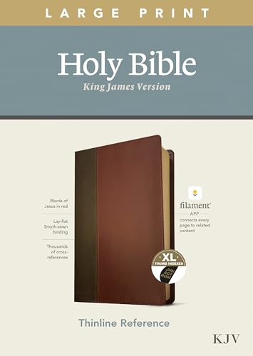 Stock image for KJV Large Print Thinline Reference Holy Bible (Red Letter, LeatherLike, Brown/Mahogany, Indexed): Includes Free Access to the Filament Bible App Notes, Devotionals, Worship Music, and Video for sale by Lakeside Books