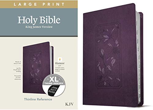 Stock image for KJV Large Print Thinline Reference Holy Bible (Red Letter, LeatherLike, Floral Frame Purple, Indexed): Includes Free Access to the Filament Bible App . Notes, Devotionals, Worship Music, and Video for sale by GF Books, Inc.