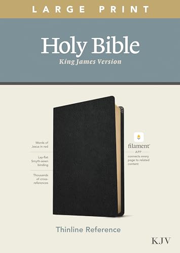 Stock image for KJV Large Print Thinline Reference Holy Bible (Red Letter, Genuine Leather, Black): Includes Free Access to the Filament Bible App Delivering Study Notes, Devotionals, Worship Music, and Video for sale by BooksRun