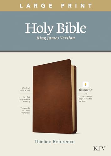 Stock image for KJV Large Print Thinline Reference Holy Bible (Red Letter, Genuine Leather, Brown): Includes Free Access to the Filament Bible App Delivering Study Notes, Devotionals, Worship Music, and Video for sale by Byrd Books