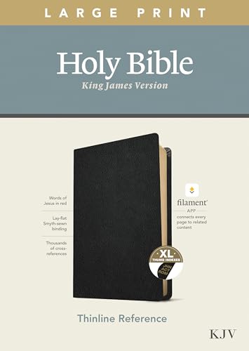Stock image for KJV Large Print Thinline Reference Holy Bible (Red Letter, Genuine Leather, Black, Indexed): Includes Free Access to the Filament Bible App Delivering . Notes, Devotionals, Worship Music, and Video for sale by GF Books, Inc.