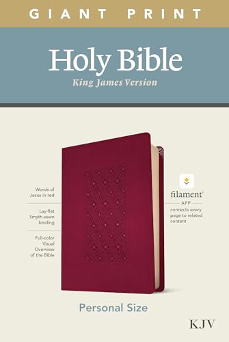 Stock image for KJV Personal Size Giant Print Holy Bible (Red Letter, LeatherLike, Diamond Frame Cranberry): Includes Free Access to the Filament Bible App Delivering Notes, Devotionals, Worship Music, and Video for sale by Lakeside Books