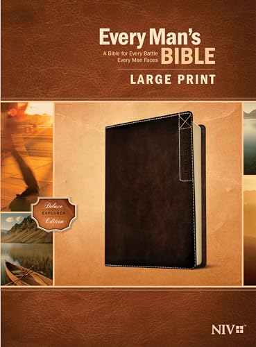 Stock image for Every Mans Bible NIV, Large Print, Deluxe Explorer Edition (LeatherLike, Rustic Brown) for sale by Lakeside Books