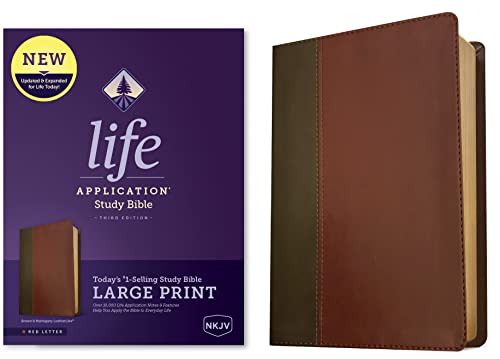 Beispielbild fr NKJV Life Application Study Bible, Third Edition, Large Print (Red Letter, LeatherLike, Brown/Mahogany) zum Verkauf von Lakeside Books