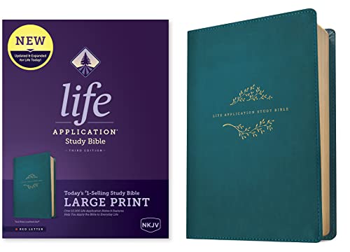 Beispielbild fr NKJV Life Application Study Bible, Third Edition, Large Print (Red Letter, LeatherLike, Teal Blue) zum Verkauf von Lakeside Books