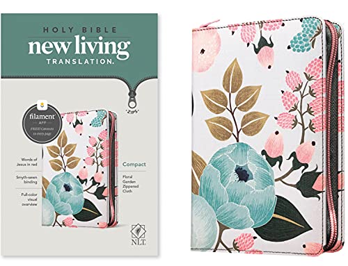 9781496455505: Holy Bible: New Living Translation, Floral Garden, Zippered Cloth, Red Letter