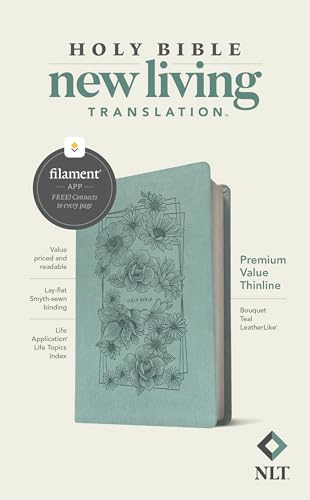 9781496458070: NLT Premium Value Thinline Bible, Filament Edition, Teal: New Living Translation, Bouquet Teal, Leatherlike, Premium Value Thinline Bible, Filament Enabled Edition
