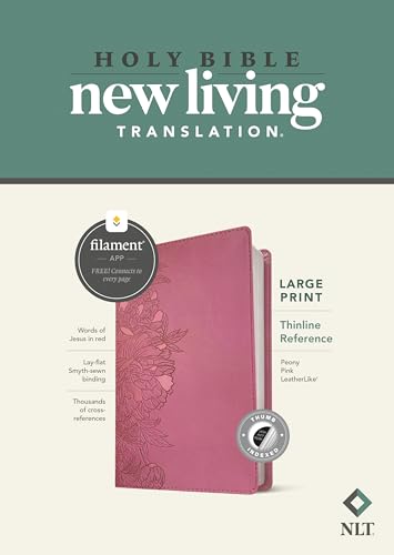 

NLT Large Print Thinline Reference Bible, Filament Enabled Edition (Red Letter, LeatherLike, Peony Pink, Indexed)