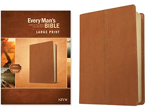 9781496466327: NIV Every Man's Bible, Large Print, Cross Saddle Tan: Every Man's Bible Niv, Leatherlike, Cross Saddle Tan