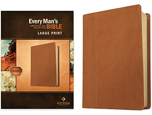 Stock image for Every Man's Bible NLT, Large Print (LeatherLike, Pursuit Saddle Tan) for sale by BooksRun