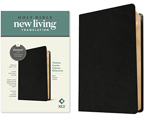 9781496479082: NLT Thinline Center-Column Reference Bible, Filament Enabled (Genuine Leather, Black, Red Letter)