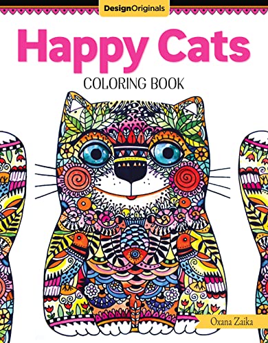 Stock image for Happy Cats Coloring Book (Design Originals) 32 Whimsical Cat Designs with Surreal Scenes to Color - One-Side-Only Designs, Finished Examples, Suggested Color Palettes, Inspirational Quotes, and Tips for sale by Goodwill of Colorado