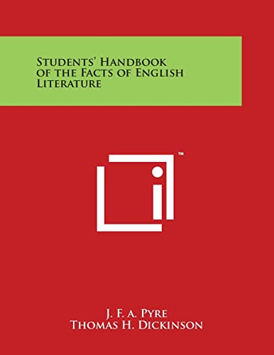Beispielbild fr Students' Handbook of the Facts of English Literature zum Verkauf von Lucky's Textbooks