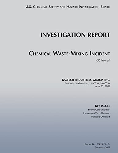 Beispielbild fr Investigation Report: Chemical Waste Mixing Incident: (36 Injured) zum Verkauf von THE SAINT BOOKSTORE