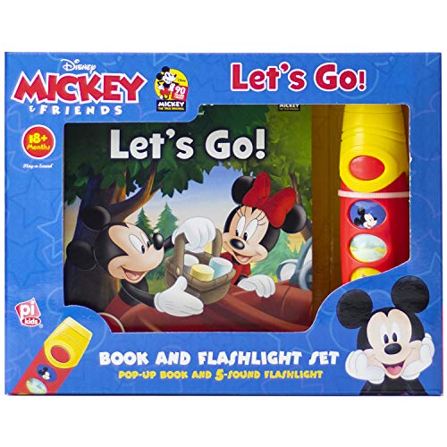 

Disney - Mickey & Friends Let's Go - Book and Flashlight Set Pop-up Book and 5 Sound Flashlight - Play-a-Sound - PI Kids