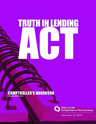 Stock image for Truth in Lending Act: Comptroller's Handbook December 2010 for sale by Decluttr