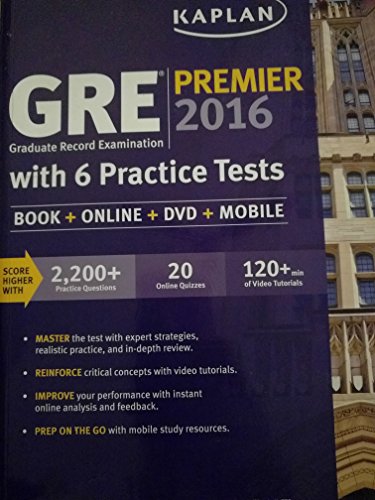 9781506200255: GRE Premier 2016 Graduate Record Examination with 6 Practice Tests (Book + Online + DVD + Mobile PB)
