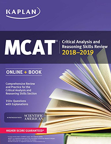 Imagen de archivo de MCAT Critical Analysis and Reasoning Skills Review 2018-2019: Online + Book (Kaplan Test Prep) a la venta por Your Online Bookstore