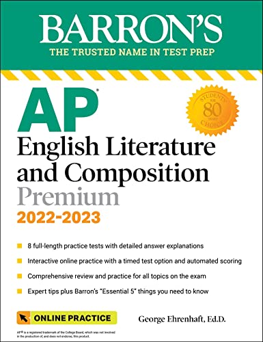 9781506263847: AP English Literature and Composition Premium, 2022-2023: 8 Practice Tests + Comprehensive Review + Online Practice (Barron's AP)