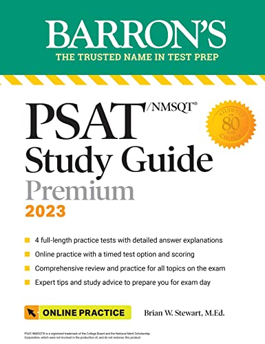 Stock image for PSAT/NMSQT Study Guide, 2023: Comprehensive Review with 4 Practice Tests + an Online Timed Test Option (Barrons Test Prep) for sale by Goodwill Books