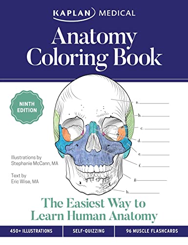 Stock image for Anatomy Coloring Book with 450+ Realistic Medical Illustrations with Quizzes for Each + 96 Perforated Flashcards of Muscle Origin, Insertion, Action, and Innervation (Kaplan Test Prep) for sale by Book Deals