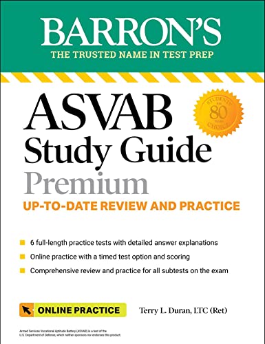 Stock image for ASVAB Study Guide Premium: 6 Practice Tests + Comprehensive Review + Online Practice for sale by Better World Books