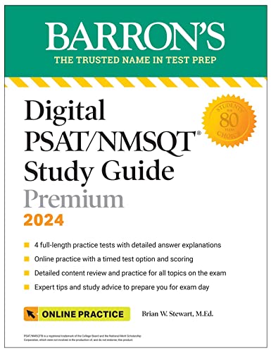 Stock image for Digital PSAT/NMSQT Study Guide Premium, 2024: 4 Practice Tests + Comprehensive Review + Online Practice (Barron's Test Prep) for sale by Book Deals