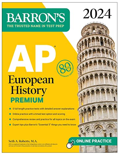 Stock image for AP European History Premium, 2024: 5 Practice Tests + Comprehensive Review + Online Practice (Barron's AP Prep) for sale by GF Books, Inc.