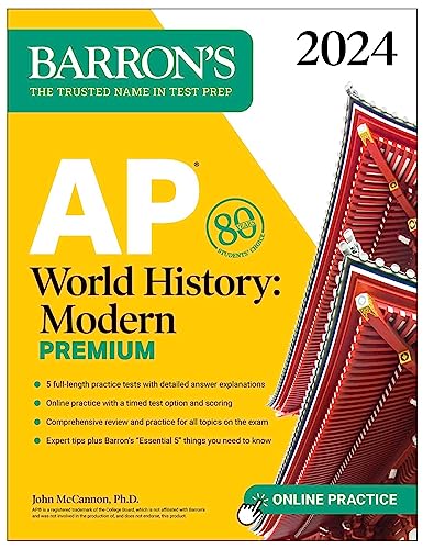 Stock image for AP World History: Modern Premium, 2024: 5 Practice Tests + Comprehensive Review + Online Practice (Barron's AP) [Paperback] McCannon Ph.D., John for sale by Lakeside Books