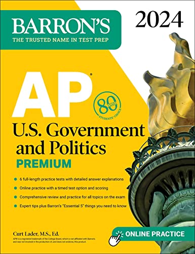 9781506288048: AP U.S. Government and Politics Premium, 2024: 6 Practice Tests + Comprehensive Review + Online Practice (Barron's AP Prep)