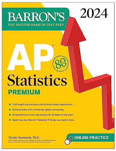 Stock image for AP Statistics Premium, 2024: 9 Practice Tests + Comprehensive Review + Online Practice (Barron's AP Prep) for sale by Book Deals