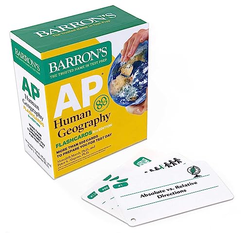 9781506288369: AP Human Geography Flashcards, Fifth Edition: Up-to-Date Review + Sorting Ring for Custom Study (Barron's AP Prep)