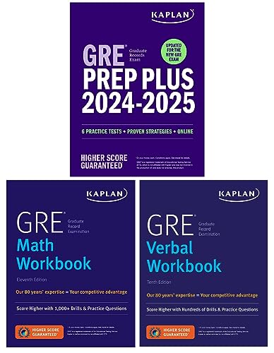 Stock image for Kaplan GRE Prep Plus 2024-2025 / Kaplan GRE Math Workbook / Kaplan GRE Verbal Workbook: Updated For the New GRE Test; Our 80 Years' Expertise = Your Competitive Advantage; 6 Practice Tests + Proven Strategies + Online for sale by Revaluation Books