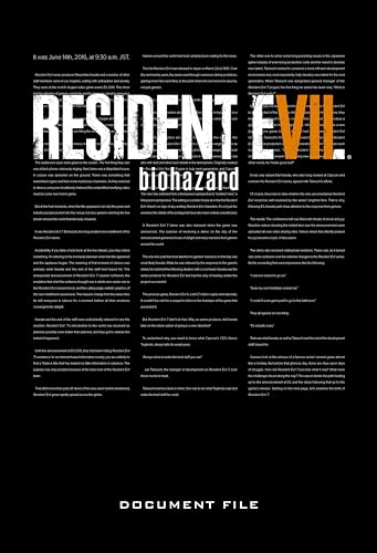 Stock image for Resident Evil 7: Biohazard Document File for sale by Better World Books