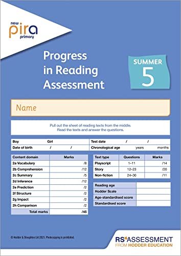 Imagen de archivo de New PiRA Test 5, Summer PK10 (Progress in Reading Assessment) a la venta por Monster Bookshop