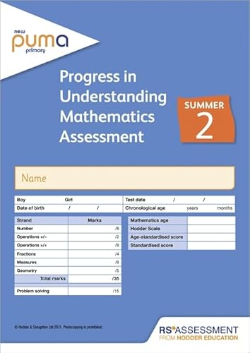 Stock image for New PUMA Test 2, Summer PK10 (Progress in Understanding Mathematics Assessment) for sale by Blackwell's